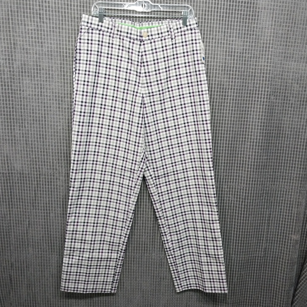 IZOD Mens Golf Pants PerformX Plaid UPF-50 32x32 Purple Black Grey White